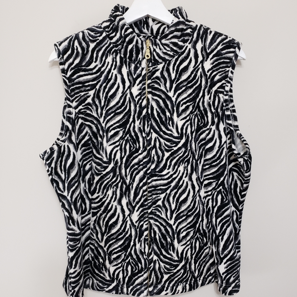 Charter Club Vest Zebra Print Women's Size XL
